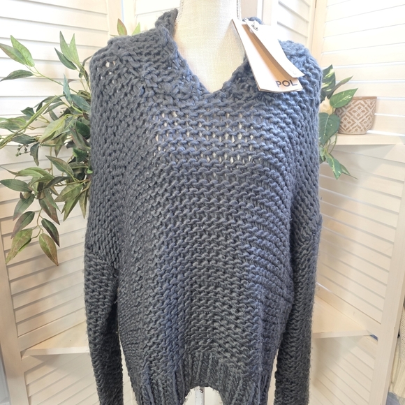 POL Sweaters - POL Women's Charcoal V-Neck Sweater